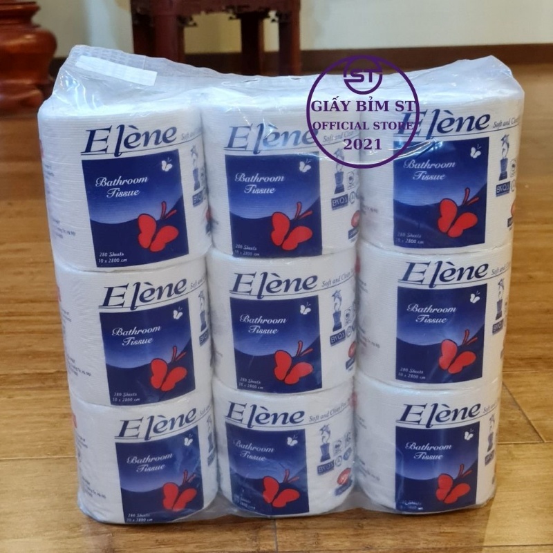 Giấy vệ sinh Elene 3 lớp 9 cuộn con bươm bướm chính hãng cho nhà hàng, quán ăn