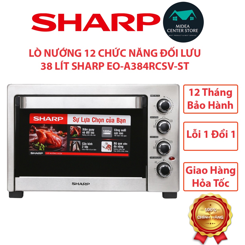 [Chính Hãng] Lò nướng Sharp 38 lít EO-A384RCSV-ST, lỗi 1 đổi 1, bảo hành 12 tháng toàn quốc