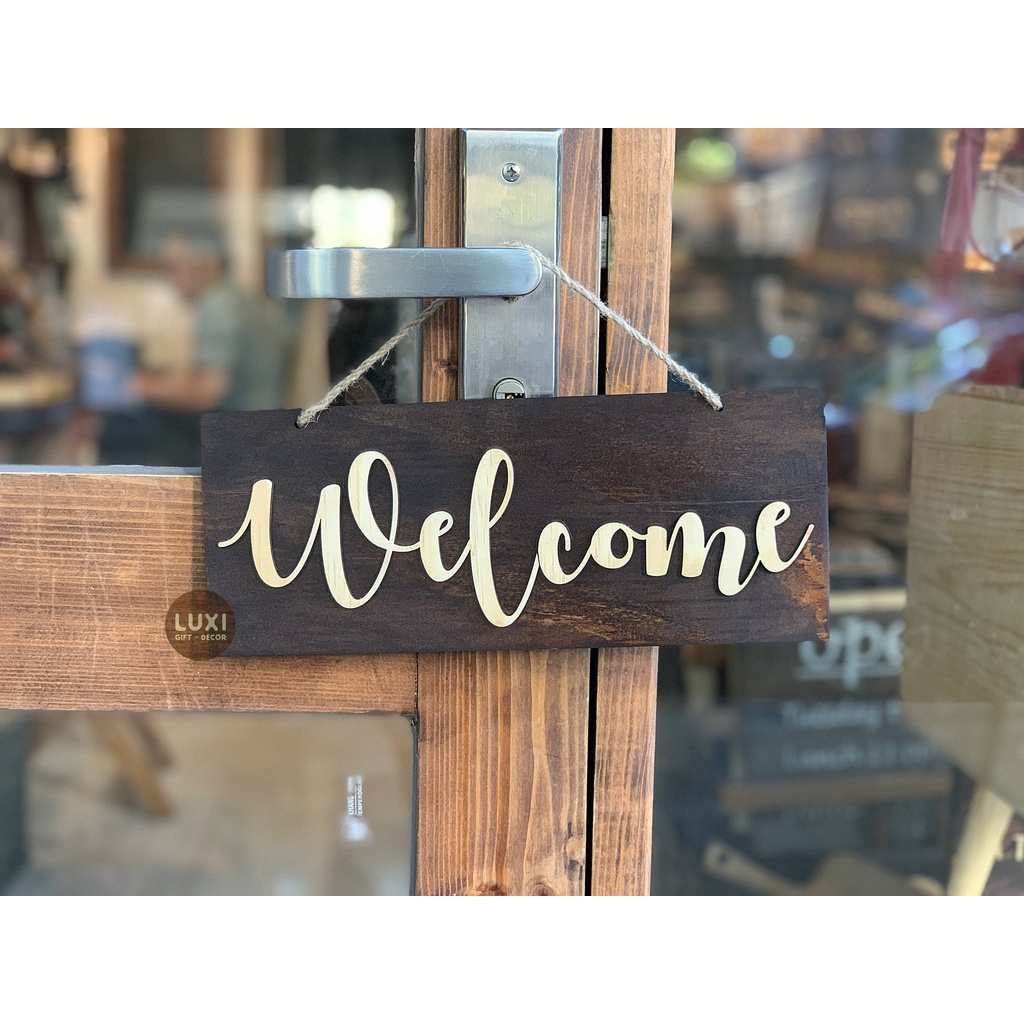 Bảng gỗ treo cửa Welcome 11 - LUXI decor