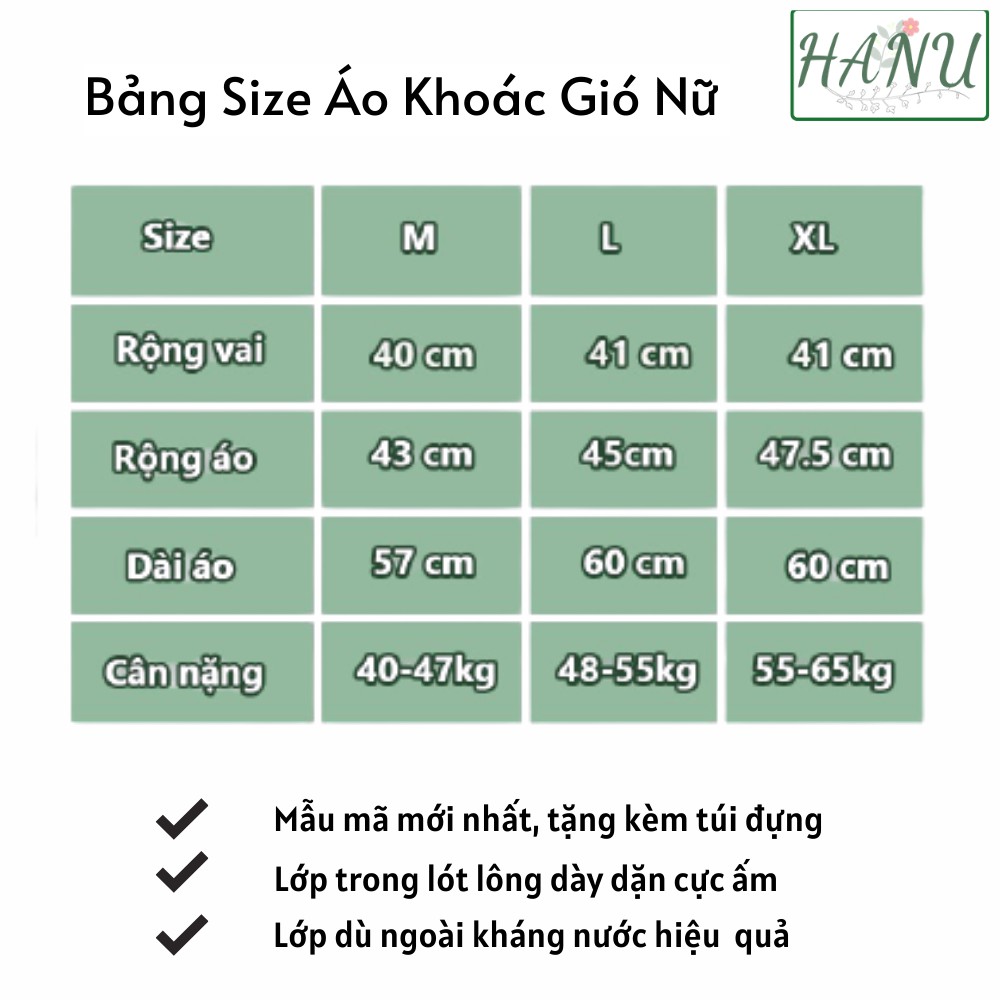 Áo gió nữ Lót Lông cừu 2 lớp chống nước siêu ấm có túi đựng Mẫu Mới, KGGLL | BigBuy360 - bigbuy360.vn