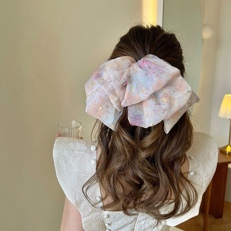 Kẹp Tóc Vải Chiffon Thắt Nơ Lưng Phong Cách Hàn Quốc 2022 Dành Cho Nữ