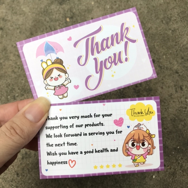 Combo 100 cái  thankyoucard, thiệp cảm ơn, Thẻ cám ơn có sẵn, Giấy bìa cứng cán màng size 9x5.5cm