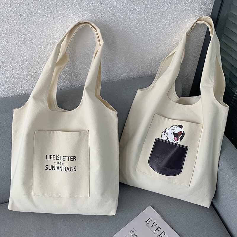 Túi Vải Canvas Đeo Vai Thiết Kế Đơn Giản Thời Trang