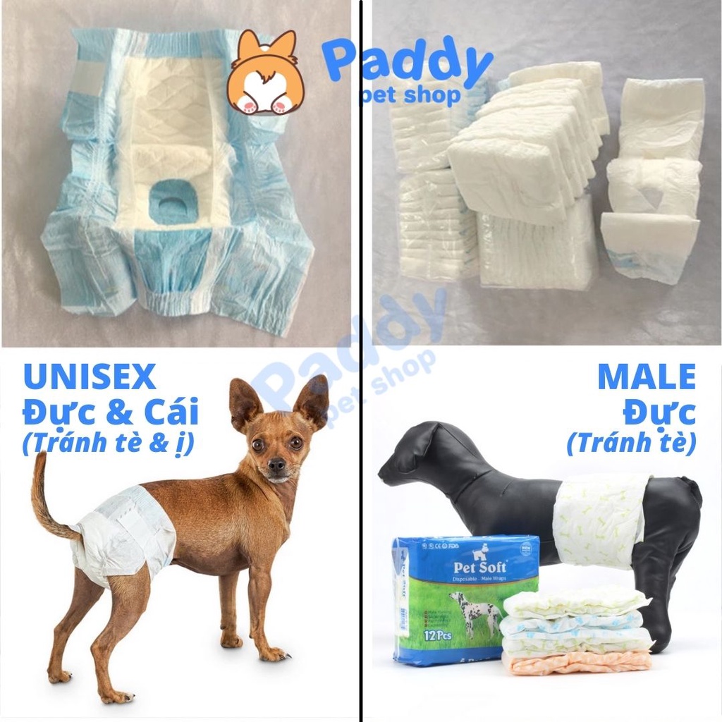 Tã Bỉm Cho Chó Mèo Đủ Size Pet Soft (Túi 12 miếng)