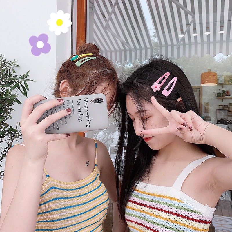 Set 7 Kẹp Tóc Gam Màu Pastel Đính 1 Hoa Siêu Baby