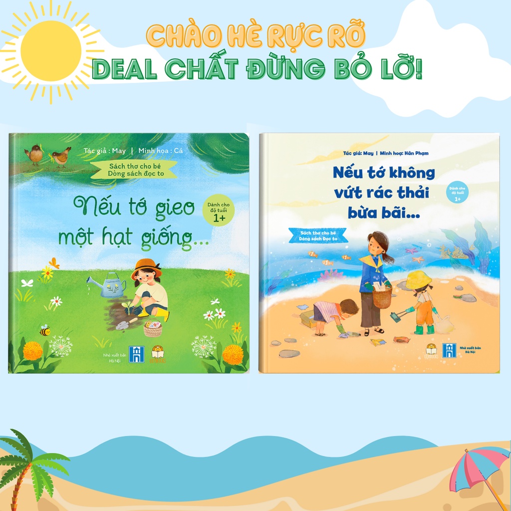 Sách Thơ - Set 2 cuốn Nếu tớ gieo một hạt giống và Nếu tớ không vứt rác thải bừa bãi cho bé 0-6 tuổi
