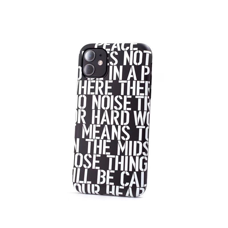 Ốp Iphone GD PEACE dẻo viền đen chữ trắng full dòng iphone 6 —> 13 Pro Max