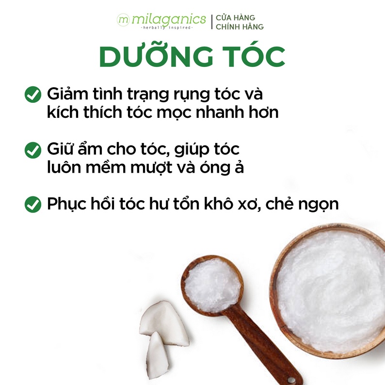 Dầu dừa ép lạnh tinh khiết 3 dưỡng Da - Tóc - Môi MILAGANICS 250ml thành phần tự nhiên, dưỡng ẩm chuyên sâu