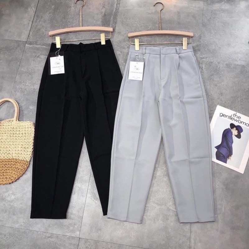Quần tây baggy ống rộng lưng cao - Quần vải công sở chất tuyết mưa dày dặn phối áo mặc đi học đi làm_QD008