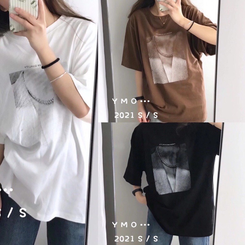 Áo phông 3158 Chất Cotton Khô  QUẢNG CHÂU Nam Nữ Unisex, Áo thun tay lỡ dây chuyền in 3d Oversize fom rộng Basic