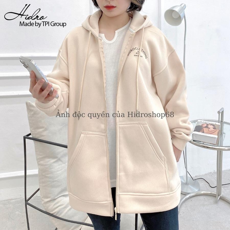 Áo Khoác Hoodie Nỉ Bông Unisex Nam Nữ Khóa Zip In Chữ Form Rộng Ulzzang