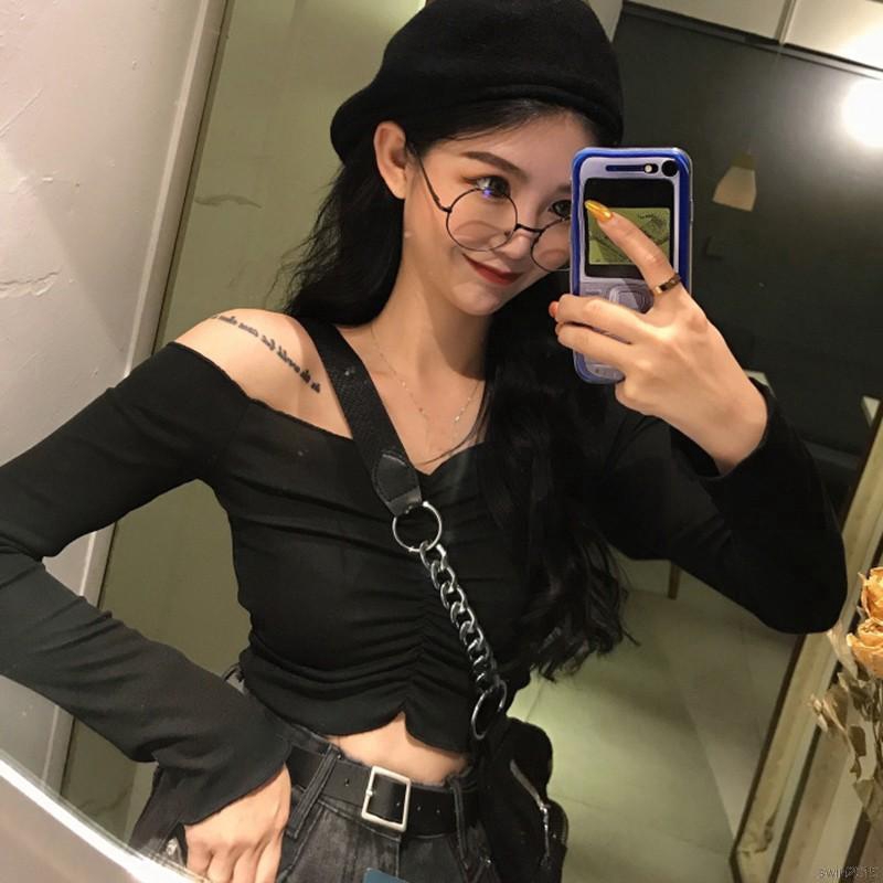 Áo Thun Nữ Trễ Vai Tay Dài Gợi Cảm