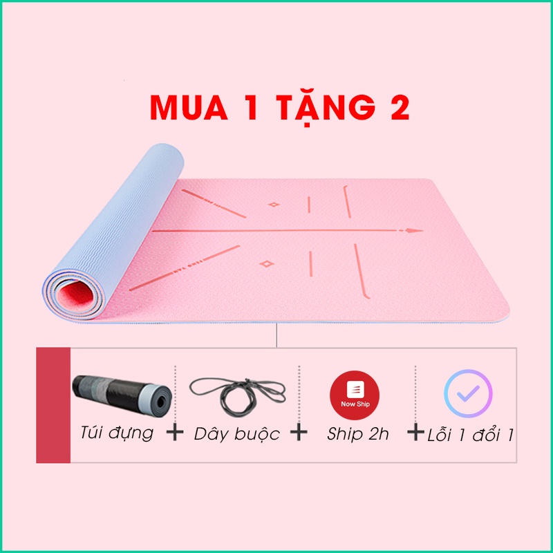 Thảm tập Yoga định tuyến 8mm TPE cao cấp, êm ái, không mùi, chống trượt tặng kèm túi đựng DT-SPOST