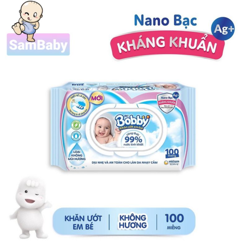 Combo 4 gói khăn ướt Bobby 100 tờ