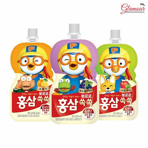 Nước Hồng Sâm Trẻ Em Pororo Hàn Quốc Cho Bé Từ 2 tuổi, Hồng Sâm Baby Tăng Đề Kháng Vị Trái Cây Thơm Ngôn
