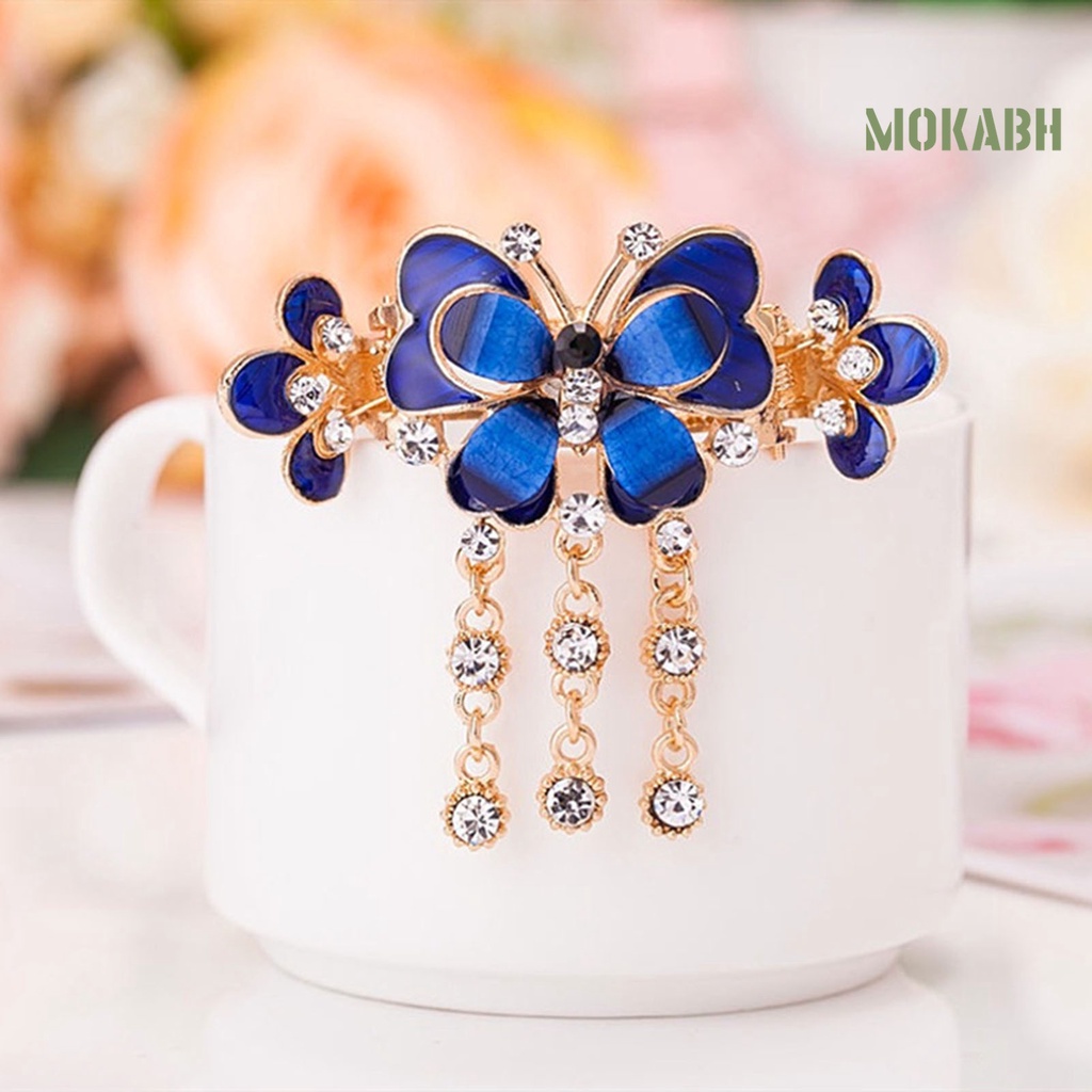 Kẹp Tóc Hình Hoa Đính Đá Lấp Lánh Phong Cách Vintage Chống Trượt Cho Nữ