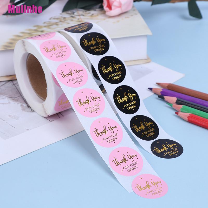 Set 500 Miếng Dán Màu Hồng Đen In Chữ handmade with Your Order
