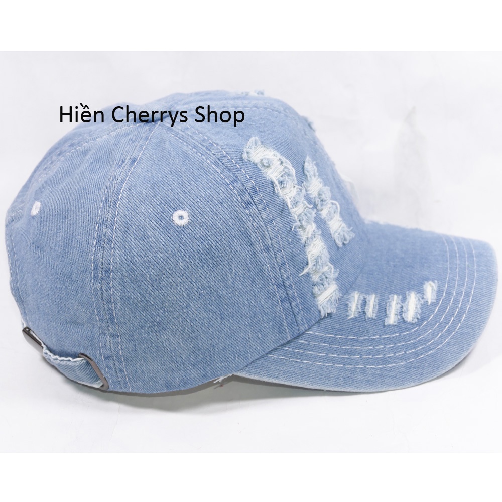 Nón kết jeans rách 1 lớp đơn giản - Jean nhạt