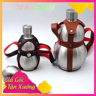 Bình hồ lô 1.6 lít Inox có bao da lủng