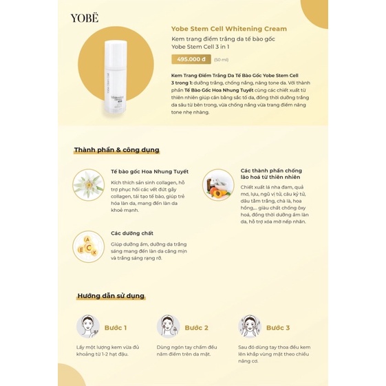 Kem Trang Điểm Trắng Da tế bào gốc YobeCell – 3 trong 1 | BigBuy360 - bigbuy360.vn
