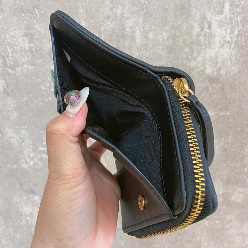 TNS-Ví ngắn nữ cầm tay da mềm cao cấp Torie Kira wallet-màu đen classic