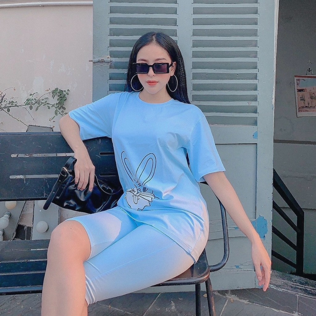 Đồ Bộ Nữ TS02331 Đồ Bộ Mặc Nhà Chất Cotton 100% Co Dãn Đanh Mịn Quần Ngố Lửng In Hình Con Thỏ Size 40KG - 80KG | BigBuy360 - bigbuy360.vn