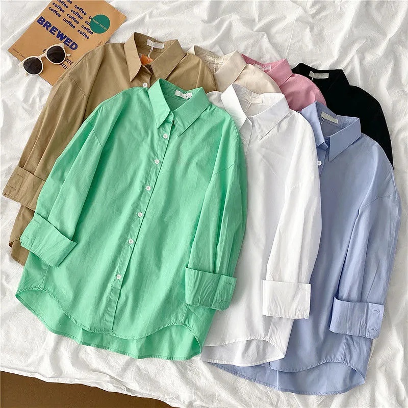 Áo Sơ Mi Tay Dài Dáng Rộng Phong Cách Retro Hồng Kông Thời Trang Xuân Thu Cho Nữ