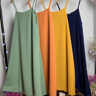 Đầm 2 dây basic-VÁY ĐŨI LỤA 2 DÂY DÁNG SUÔNG full màu chất đũi trơn