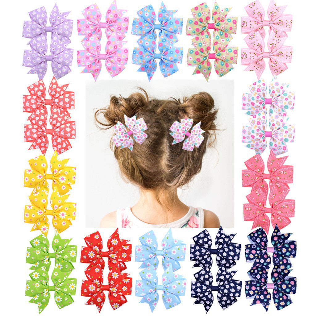 Kẹp tóc KIDSBOWS in họa tiết hoa tùy chọn đáng yêu cho bé gái