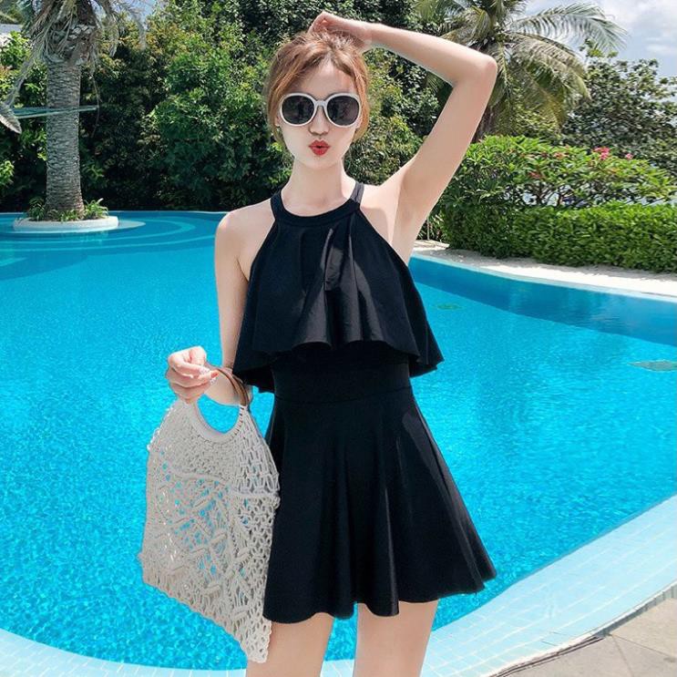 (Thun Lạnh) Váy Bơi Nữ Bikini Liền Mảnh Dạng Váy Đồ Bơi Nữ Kín Đáo Giấu Bụng CHo Người Béo