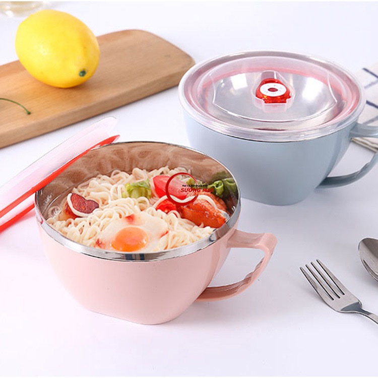 [Giá Sỉ] Tô Mì INOX Cách Nhiệt 2 Lớp có nắp đậy và tay cầm