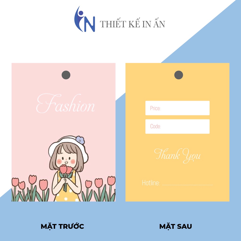 Hộp 100 mác, NHÃN MÁC TAG QUẦN ÁO giấy phong cách cute , Giấy bìa cứng sang trọng size 4x5cm