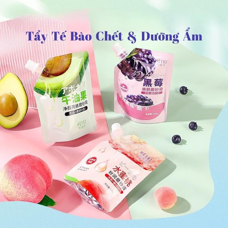 Gói Tẩy Tế Bào Chết Body Dưỡng Ẩm Trắng Da Tẩy Tế Bào Chết Heyxi Trái Cây Giúp Rửa Sạch Sâu Hết Mụn Da Trắng Mịn Màng