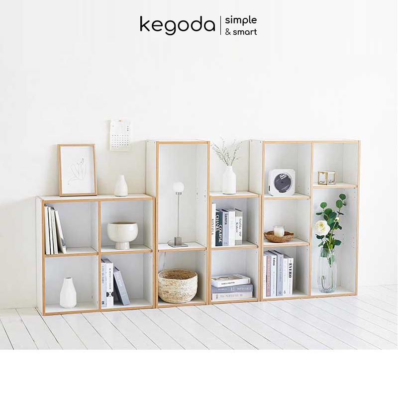 Tủ Sách 2 Tầng 4 Ngăn Thương Hiệu KEGODA Có Hậu Thiết Kế Dạng Đợt Di Động Dễ Dàng Điều Chỉnh
