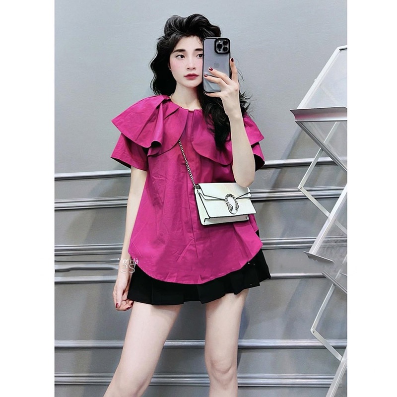 Áo Babydoll Cổ Bèo Mẫu Mới Hàng Quảng Châu Loại 1 M0265-Violet
