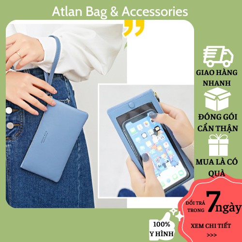 Ví nữ dáng dài cầm tay da mềm ATLAN Túi đựng điện thoại nữ có lớp trong cảm ứng có thể chống nước chạy bộ - ATLANV2
