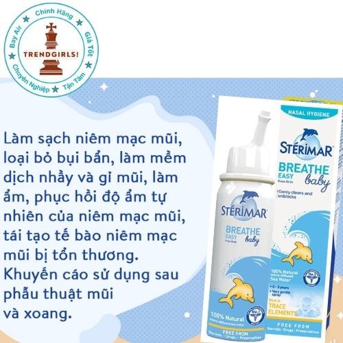 Xịt muối biển cá heo cho bé từ 0-3 tuổi Stérimar, 100ml Pháp
