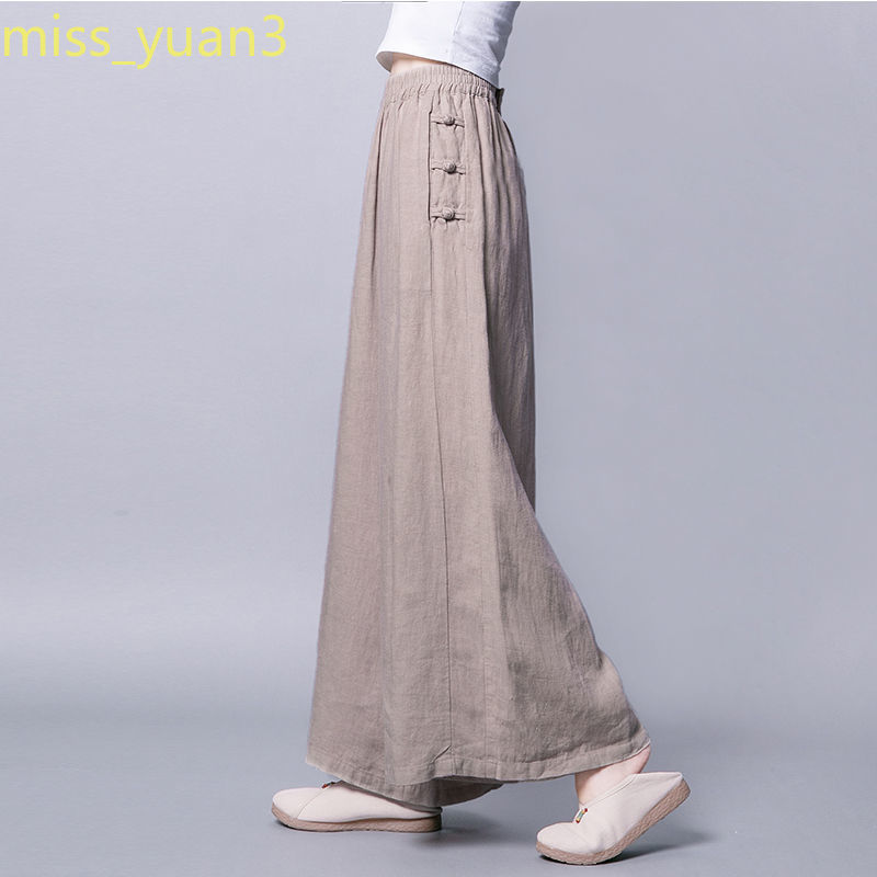 [Inner Edge Quần Dài Đến Mắt Cá Chân Vải Lanh Cotton Mỏng Ống Rộng Lưng Cao Thoáng Khí Thời Trang Xuân Hè Chất Lượng Cao Cho Nữ 2021