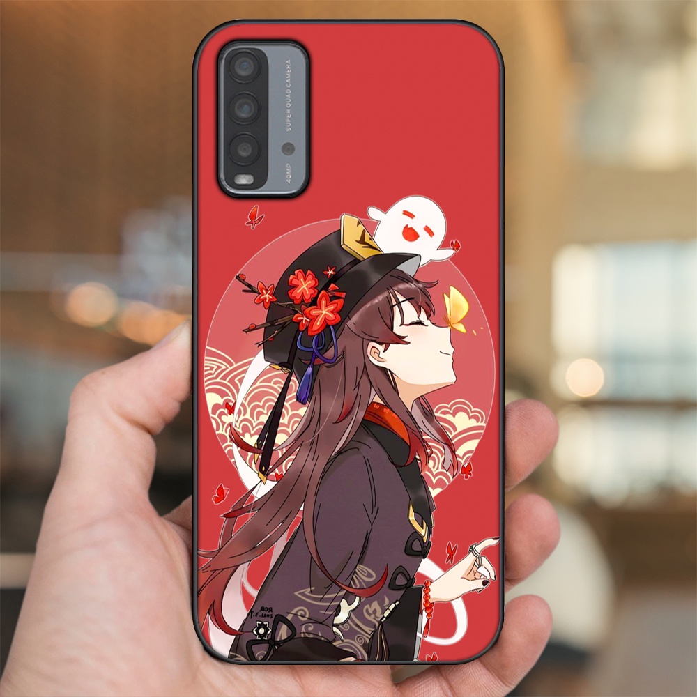 Ốp lưng Xiaomi Redmi 9T viền đen in hình Hutao Genshin Impact