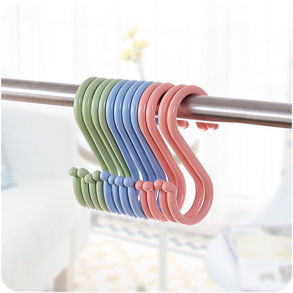 Bộ 8 Móc Chữ S Nhựa Cao Cấp Treo Quần Áo - Treo Đồ Đạc - Treo Hàng Đa Năng 2194