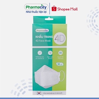 Khẩu trang 4D Pharmacity - Trắng (Hộp 10 cái)