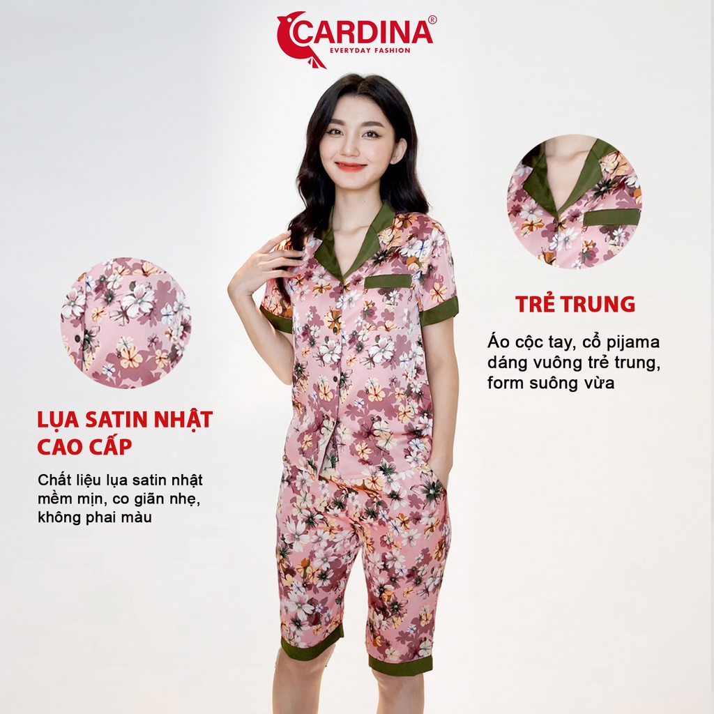 Đồ Bộ Nữ 𝐂𝐀𝐑𝐃𝐈𝐍𝐀 Pijama Chất Lụa Satin Nhật Cao Cấp Quần Lửng Áo Cộc Tay Họa Tiết Độc Đáo 2Pi16