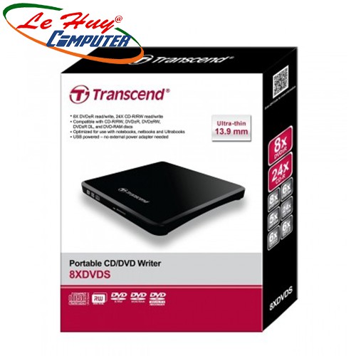 [Mã ELMS4 giảm 7% đơn 500K] Ổ Đĩa Rời Đọc Và Ghi CD/DVD Transcend TS8XDVDS-K - Hàng Chính Hãng