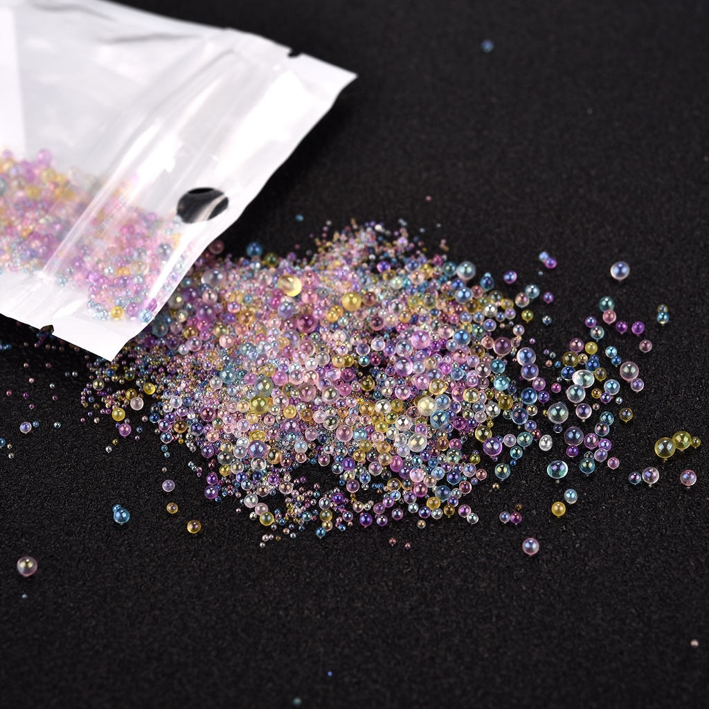 Đầy màu sắc Mixed Water Bubble Bead Mini Glass Holeless Bead DIY Trang sức Làm Phụ kiện Epoxy Nail Nghệ thuật Thủ công mỹ nghệ Filler