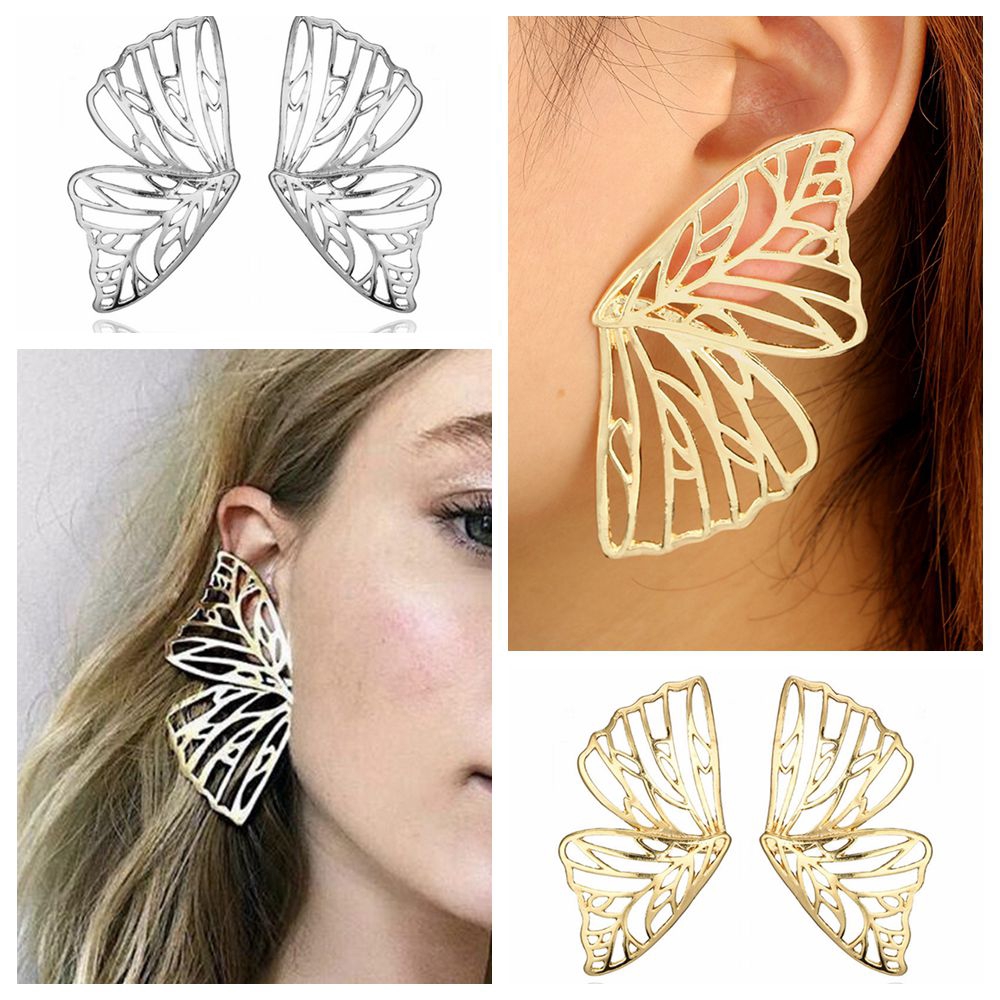 Khuyên tai kim loại phối mặt hình bướm phong cách Boho