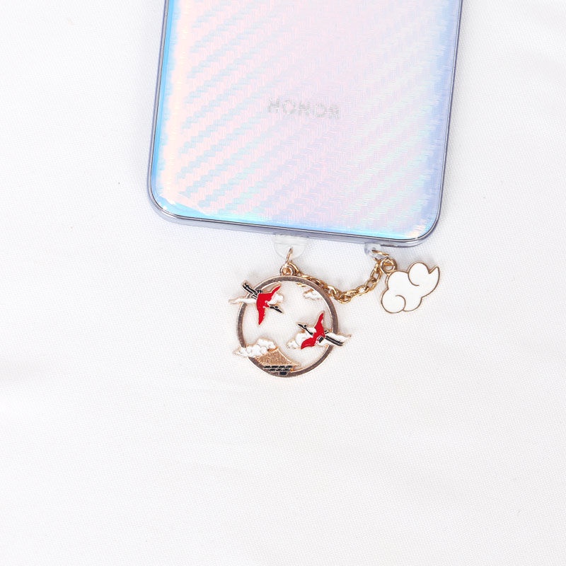 Nút Bịt Cổng Sạc Điện Thoại Di Động Chống Bụi Hình Chim Hạc Phong Cách Trung Hoa