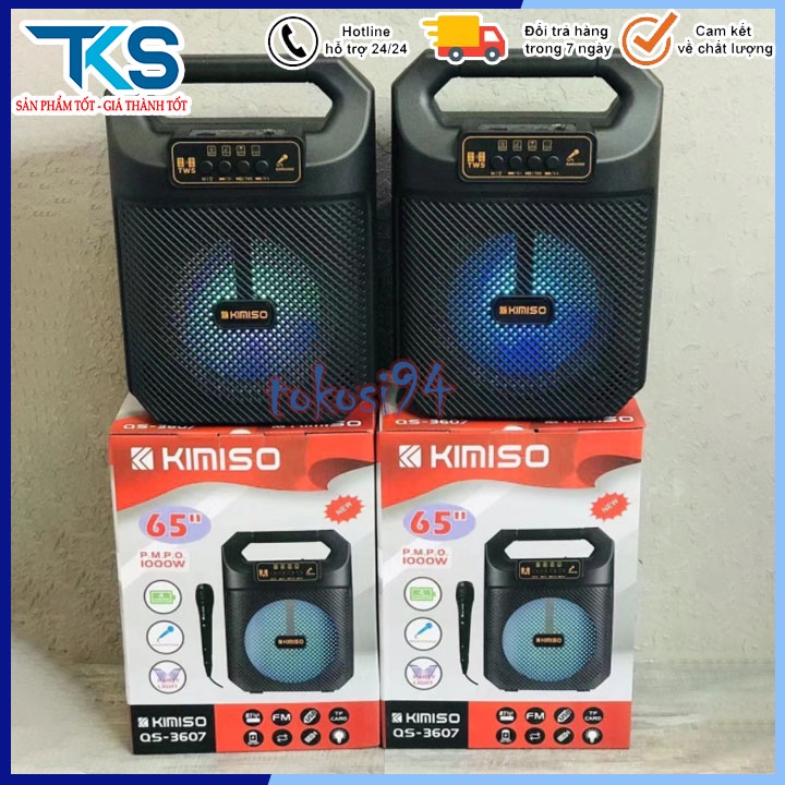 [tặng mic hát]Loa bluetooth Karaoke KIMISO QS3607 thiết kế đẹp mắt, âm thanh đỉnh cao - Bảo hành lỗi 1 đổi 1