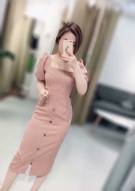 VÁy vintage cổ chữ u tay bồng | BigBuy360 - bigbuy360.vn