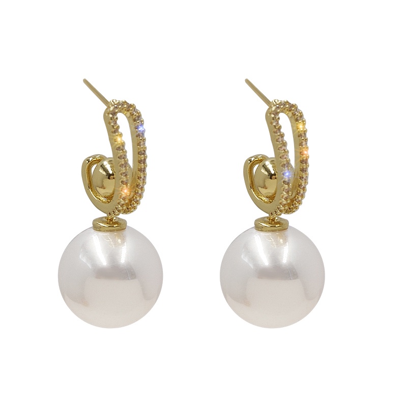 Đôi Bông Tai Chữ U Đính Ngọc Trai Thời Trang Hàn Quốc