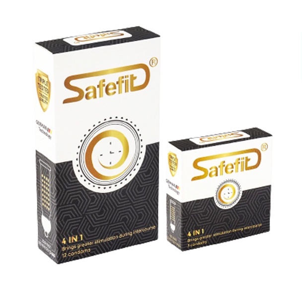 Bao cao su Safefit 4in1,siêu mỏng, gân gai nổi, kéo dài thời gian quan hệ - Hộp 3 - 12 cái